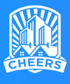 Blue urban logo with buildings